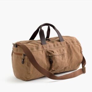 NEW J. Crew Abingdon Duffel Waxed Cotton Canvas Leather Travel Gym Duffle Bag